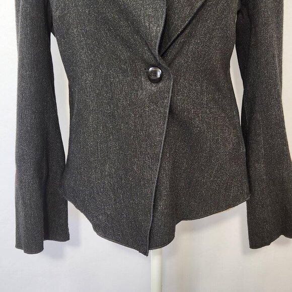 J Jill Women's Size 8P Black Unstructured Wool Blend Asymmetrical Jacket Blazer - Picture 3 of 15